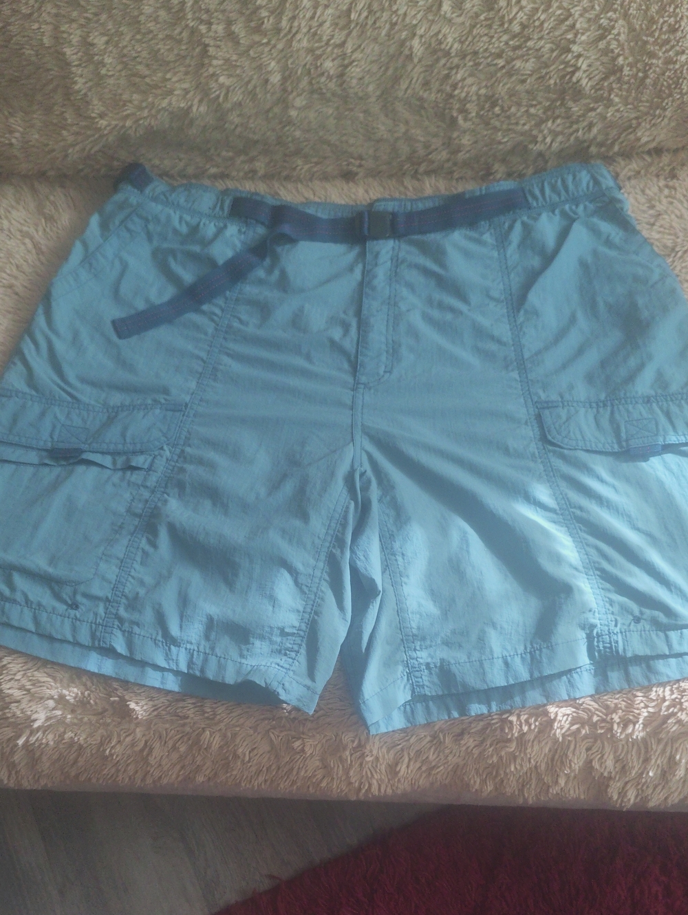 Northwest Territory Teal Blue Casual Cargo Shorts with Woven Belt